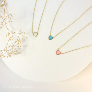 Enamel Heart Necklace | Gold Vermeil