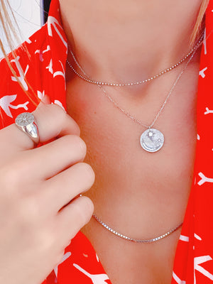 Moon and Star Coin Necklace | Sterling Silver