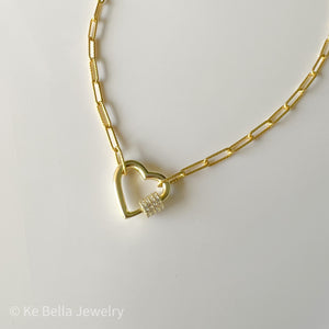 Heart Shaped Carabiner Lock Necklace | Gold Vermeil