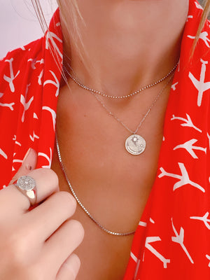 Moon and Star Coin Necklace | Sterling Silver