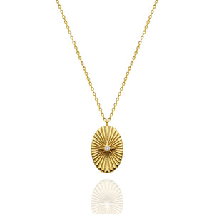 Oval Starburst Medallion Necklace | Gold Vermeil